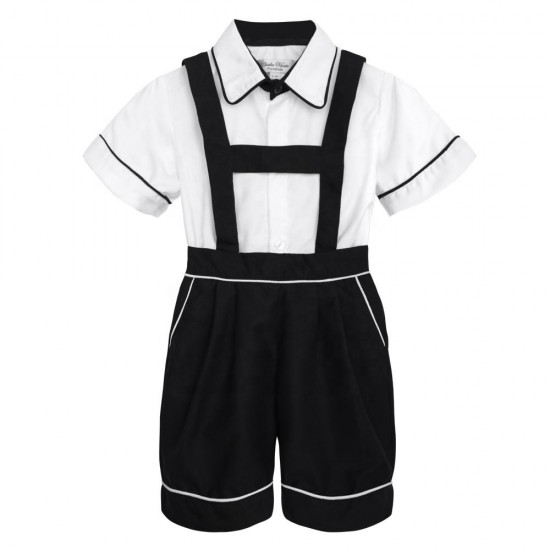 Baby Boy Clothing Set 3 Pieces Outfits Short Sleeves Shirt UK Style Black Short Shoulder 2 Pants Special Occasion - Paul 2 Set