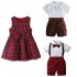 Baby Christmas Dress Plaid Brother And Sister Outfits Family Clothing Boys Smocking Stitch Dress Boy 3-5 Years Baby Boy Suit