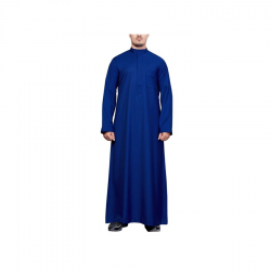 Latest Designed Thobes with Solid Blue Colored Top Quality Material Made Islamic Cloth Thobes For Men`s Wearing Uses