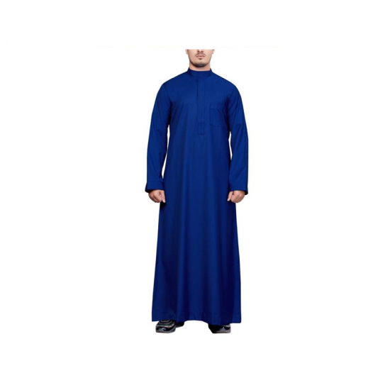 Latest Designed Thobes with Solid Blue Colored Top Quality Material Made Islamic Cloth Thobes For Men`s Wearing Uses