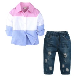 Cotton Casual Long Sleeve Boy's 2-Piece Clothing Set for 3-Year-Olds