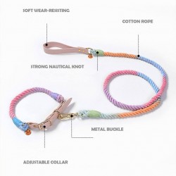 1.5 Meter Colorful Pet Leash Cotton Braided Rope Leash Dog Leather Strong and Tensile with Durable Metal Buckle