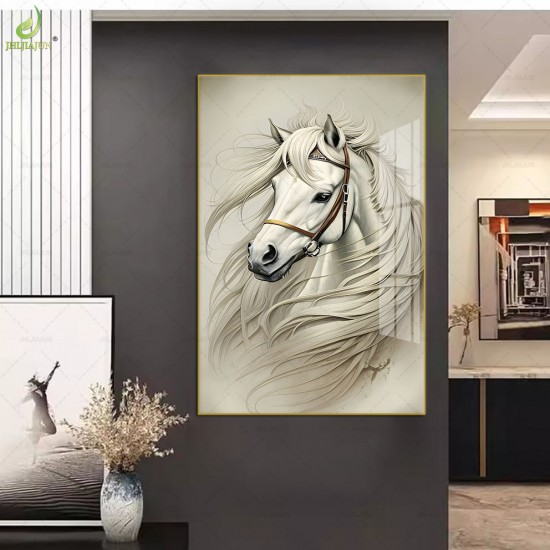 Luxury Painted Modern Decoration Personal Customization Picture Abstract Horse 3D Relief Wall Hanging Animal Painting