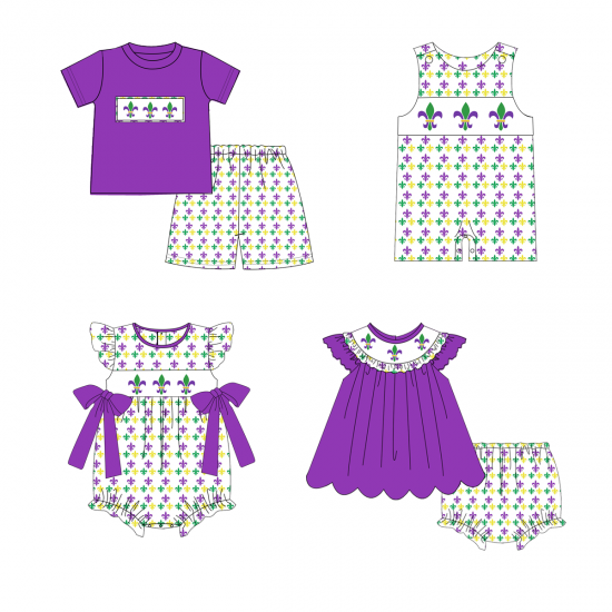 Mardi Gras carnival wholesale custom newborn clothes baby clothing set sleeveless girl outfits