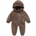 A025 Skin Friendly Newborn Baby Boys Girls Personalized Cloth Fleece Snowsuit Winter Cute Bear Brown Warm Hooded Outfits