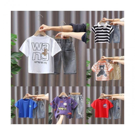 Wholesale Children Clothing Set 1-7year 2pcs Baby Boy Summer Clothing Set Toddler animal print T-shirt +short pant boy cloth