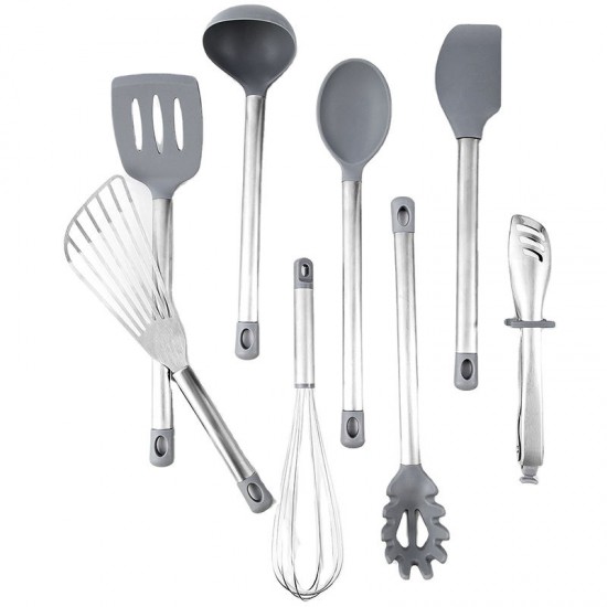 8 PCS Wholesale Multi-Functional Stainless Steel Kitchen Utensil Silicone Cooking Shovel Tool Sets