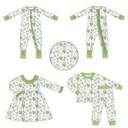 Christmas Custom Double Zippers 95%Bamboo 5%Spandex Bamboo Pajamas Infant Baby Clothes For 1-3 Years Unisex Babies