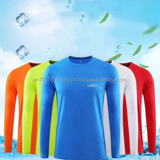 Plain men's Long Sleeve T Shirt Polyester Quick Dry Fit Tshirts Custom Sublimation Printing Logo Unisex Gym Sports T Shirts