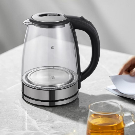 1500W 1.8 Liters Boil Dry Overheating Protection Automatic Shut-Off Electric Glass Kettle For Boiling Water