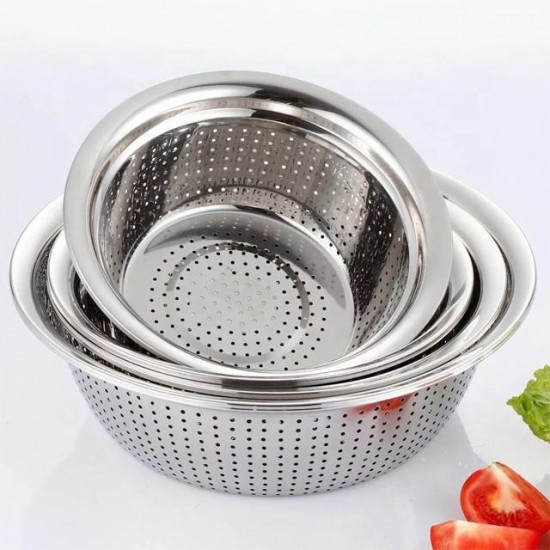 Kitchenware Stainless steel colanders strainers Rice washing vegetables fruit bowl strainers set