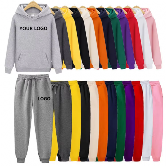 custom cotton blank unisex plain mens pullover oversize hoodies set men tracksuit sweatshirts men's hoodies set