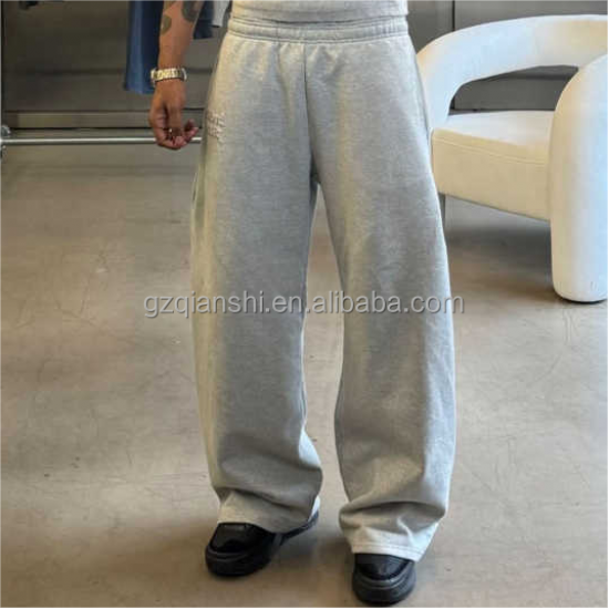 wide leg sweatpants trousers fashion hip hop pants flare sweat pants men french terry cotton pants straight leg baggy sweatpants