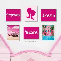 Hot Selling Pink Fashionable Girl Bedroom Holding Hoom Decoration Painting Cute Sweet Wall Room Poster Oil Art Posters Set