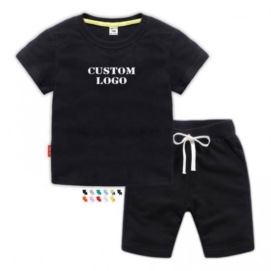 Solid Color Boy Clothes Clothing Set Waffle Fabric Kids Shorts Set Summer Baby Boy's Clothing Set