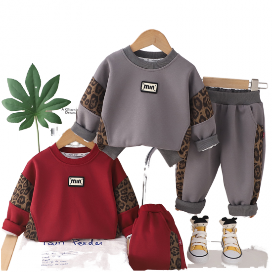 Children's clothing 2025 spring and autumn new boys and girls casual hoodie round neck two-piece baby clothes