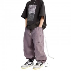 Baby Casual New Pants for Boys And Girls 2024 Korean Edition Large Pocket Drawstring Loose Workwear Pants