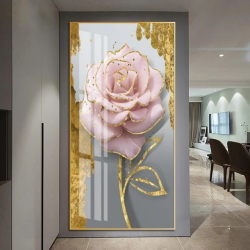 120x60cm no light Framed Home Artwork Decoration Wall Art Oil Customised Picture Printed Decorative Painting Rose Scenery