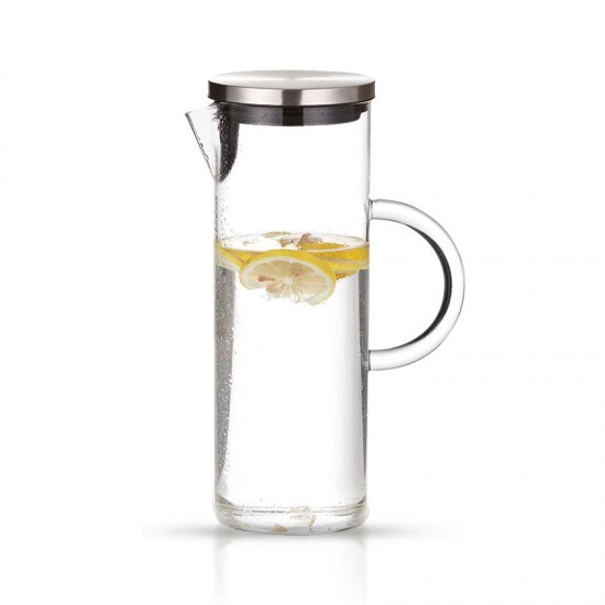 1.3 liter borosilicate glass carafe hand made carafe water pitcher jug with handle stainless steel cover lid