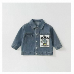 Wholesale Custom Design Blue Print Cotton Polyester Viscose Kids Boy Jean Denim Jackets for Children