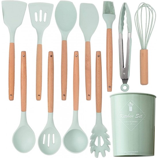 Factory 12 Pcs Kitchen Utensils Set Silicone Dishwasher Safe Kitchen Gadgets Utensil Set with Holder