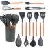 12Pcs Cooking Kitchen Tools Utensils Cookware Full Set Of Kitchen Utensil Silicone Set With Wooden Handle