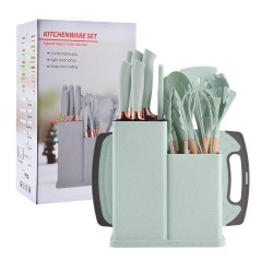 Wholesale 19-piece Silicone Utensils kitchen Set Kitchen Accessories Silicone Kitchen Utensils Sets with Cutting Board