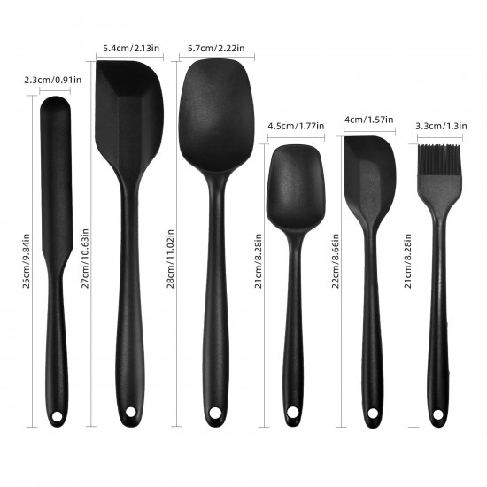 Silicone Spatula Set of 6 Heat Resistant Food Scraper for Baking Cooking Mixing Scraping Nonstick Cookware Kitchen Utensils