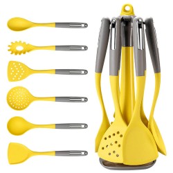 7 pcs silicone kitchen utensil set silicone cooking slotted tuner ladle Spaghetti scratch kitchenware set