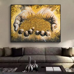 Modern home decor 3D effect Industrious hands epoxy gold stone crystal porcelain painting Custom oil painting on canvas