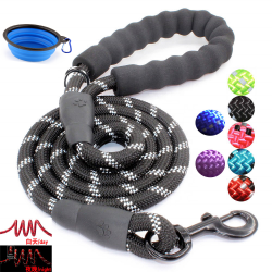 Custom Logo Pet Lead Reflective Strong Heavy Duty Waterproof Nylon Rope Dog Leash With Padded Handle