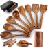 High Quality 15 Piece Natural Teak Wooden Kitchen Utensil Set for Cooking with Customized Gift Box