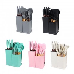 Hot Sale 19-piece Kitchen Tools Set With Storage Silicone BPA-Free cooking Tools Utensil Kitchen Accessories With Handle