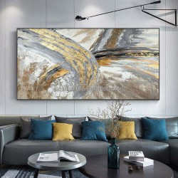 Home Decoration Large Size Contemporary 100% Hand-painted Picture Golden Foil handmade abstract gold oil painting wall arts