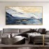 Living Room Home Decor Blue Gold Foil Simple Abstract Oil Painting Hand Painted Modern Textured Landscape Canvas Oil Painting