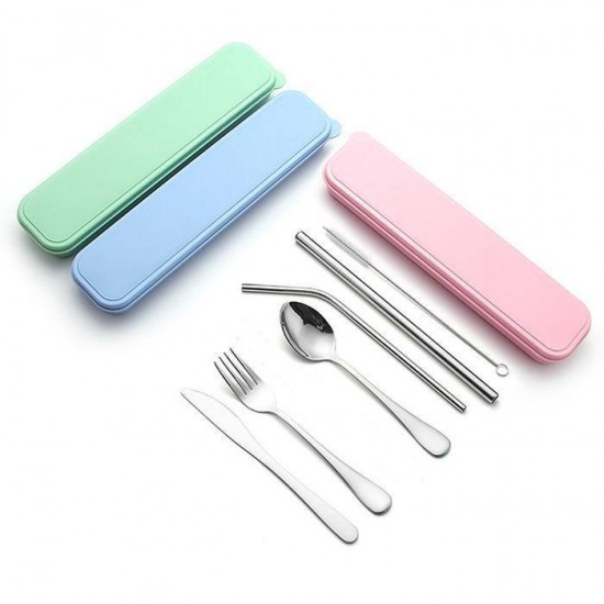 New Item Eco Friendly Stainless Steel 18/8 Camping Cutlery Set Outdoor Spoon Knife Fork Straws Travel Set