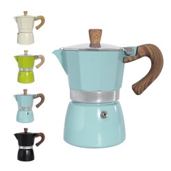 Moka Coffee Pot Aluminum Induction 6Cup, Stovetop Espresso Coffee Maker,Classic Italian Aluminum Moka Pot With Wood Handle