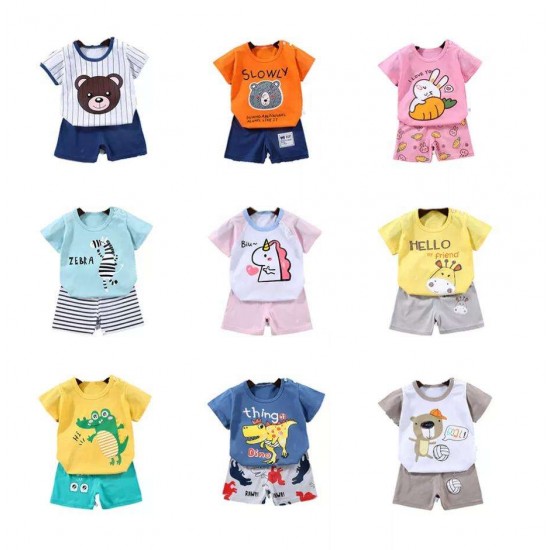 children's clothing Boy's Summer Casual Clothing Set 100% Cotton cartoon Fabric for Kids Going out suit baby clothes