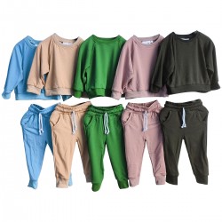 Custom bamboo baby clothes sets Sweatershirt jogger outfit casual french terry tracksuit clothes set