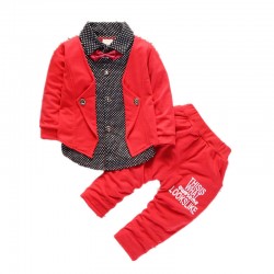 Latest Boy Children Wholesale Clothing Gentleman Boys Clothing Children's 3 Pcs Coats+Pants Bow Tie Baby Boys' Clothing Sets