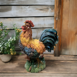 American Countryside Inspired Resin Chicken Figurine Oil Painting Style Chicken Courtyard Decoration Home Study Art Sculpture