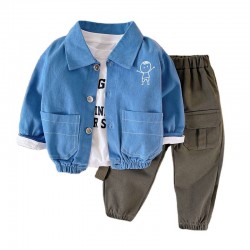 Children's Workwear Three-piece Set 1-4 Years Old boys Suit Collar Jacket Casual Pants Bottoming Shirt Set