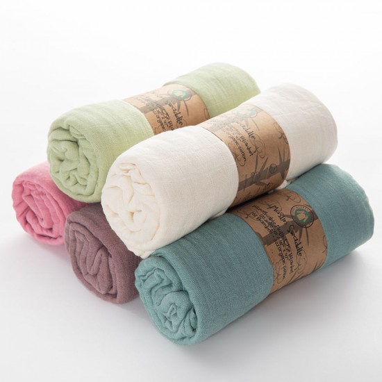 70% Bamboo 30% Cotton Muslin Baby Blanket Newborn Swaddle Plain Color Bamboo Cotton Blanket Infant Newborn Baby Wrap