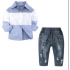 Children's clothing Boys' long-sleeve shirt ripped denim suit kid's spring boy clothes