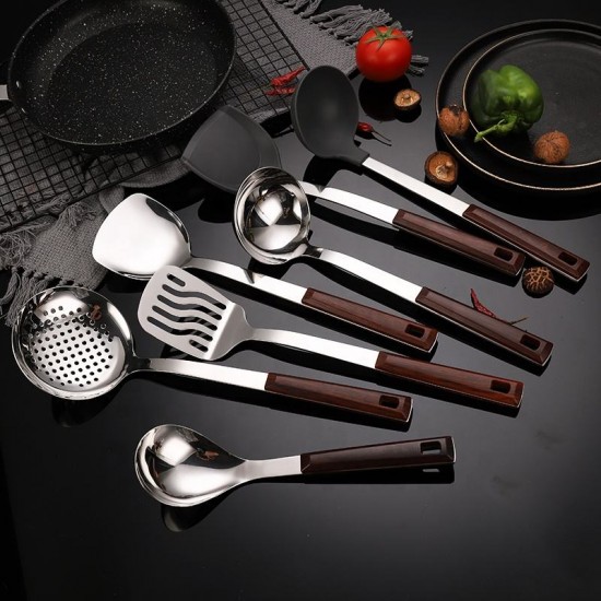 Stainless Steel Kitchen Tool Gadget Wood Clamp Holder For Kitchen Cutlery Utensils And Spoons Set