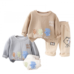 Cozy Winter Kids' Alphabet Hoodie Set for Children - Customizable Two-Piece Casual Fashion Dress