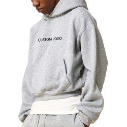 Cropped Oversized Mens Blank Hoodies Drop Shoulder Cotton Polyester Soft Fleece Custom Logo Hoodie Factory