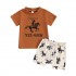 SongYi Summer Children's Clothing Boys Casual Cute Cow Head Print Clothing T-shirt Shorts Two Sets