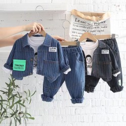 Child boy baby clothes spring and autumn children's suit fashion children cute striped boy suit