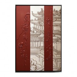 Handmade Leather painting Carving Flower Canvas Micro Spray Club Hotel Mock Up Room Hangs A Picture